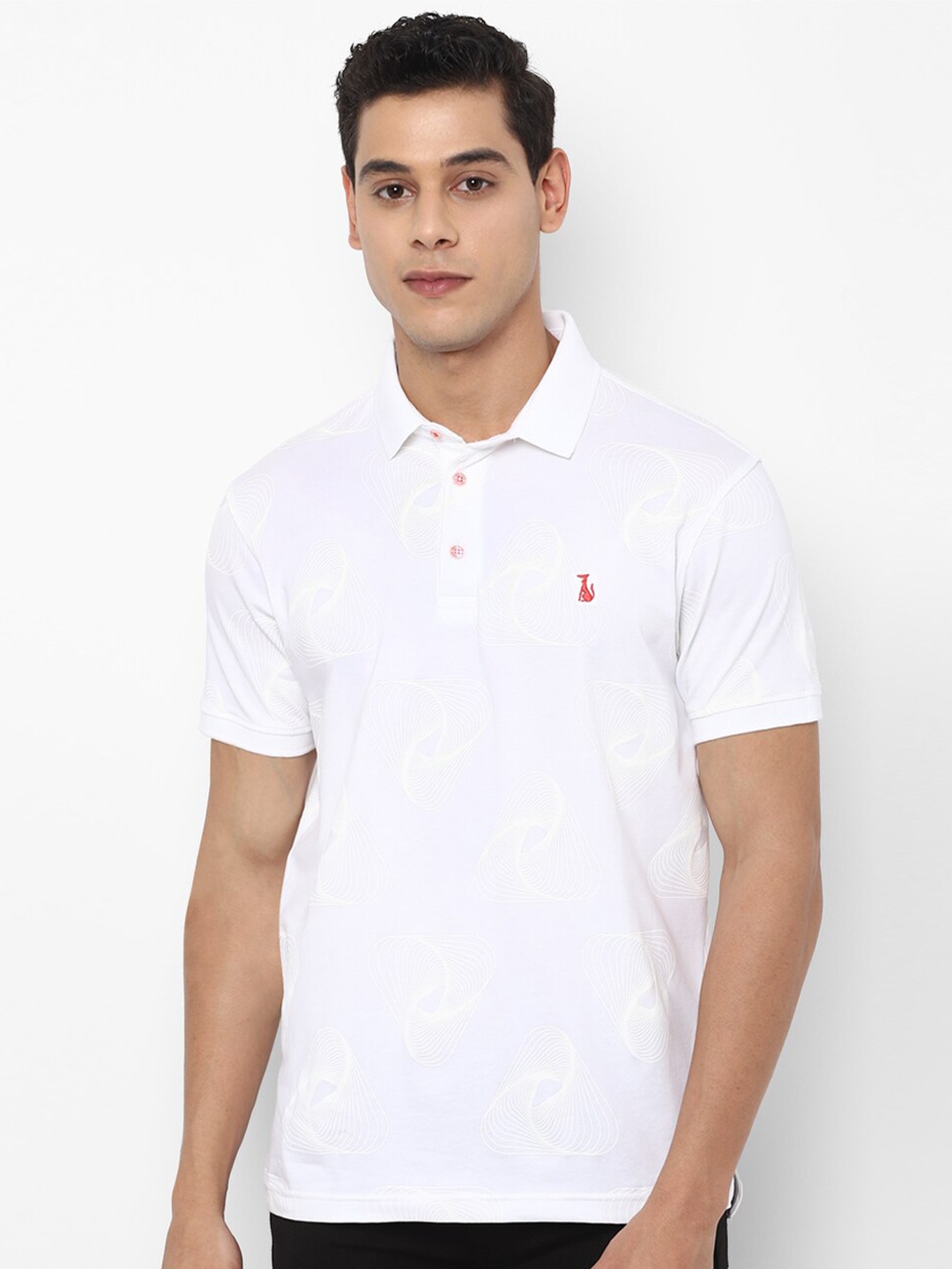 

SIMON CARTER LONDON Men White Polo Collar Slim Fit T-shirt