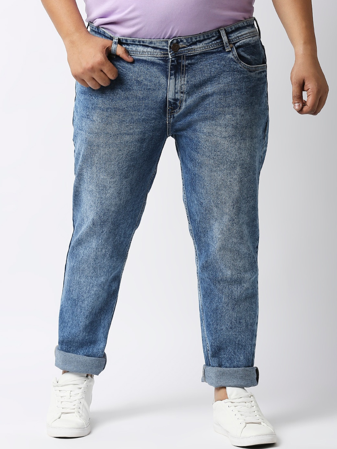 

Freeform by High Star Plus Size Men Heavy Fade Stretchable Jeans, Blue