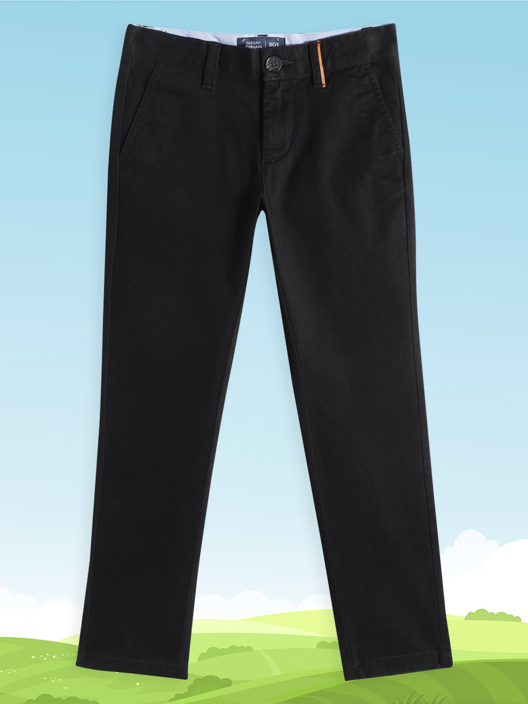 

Indian Terrain Boys Black Height Adjustable Chinos Trousers