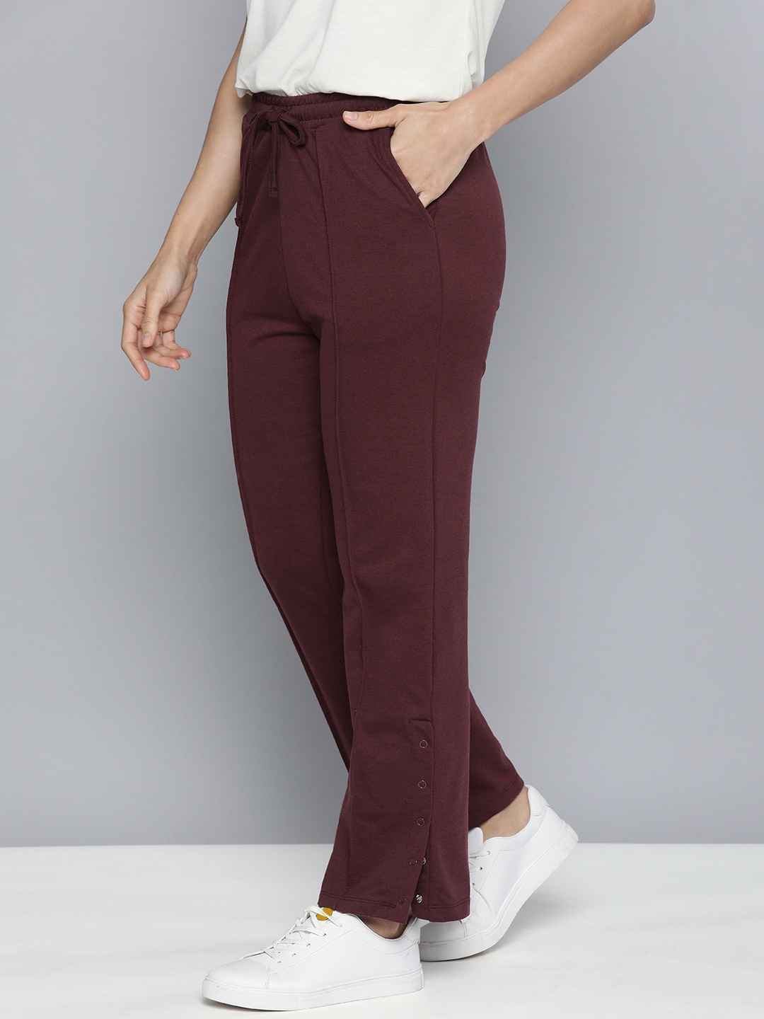 

Mast & Harbour Women Maroon Solid Regular Trousers