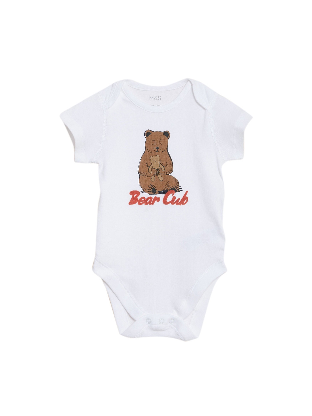 

Marks & Spencer Kids White Bear Cub Printed Pure Cotton Bodysuit
