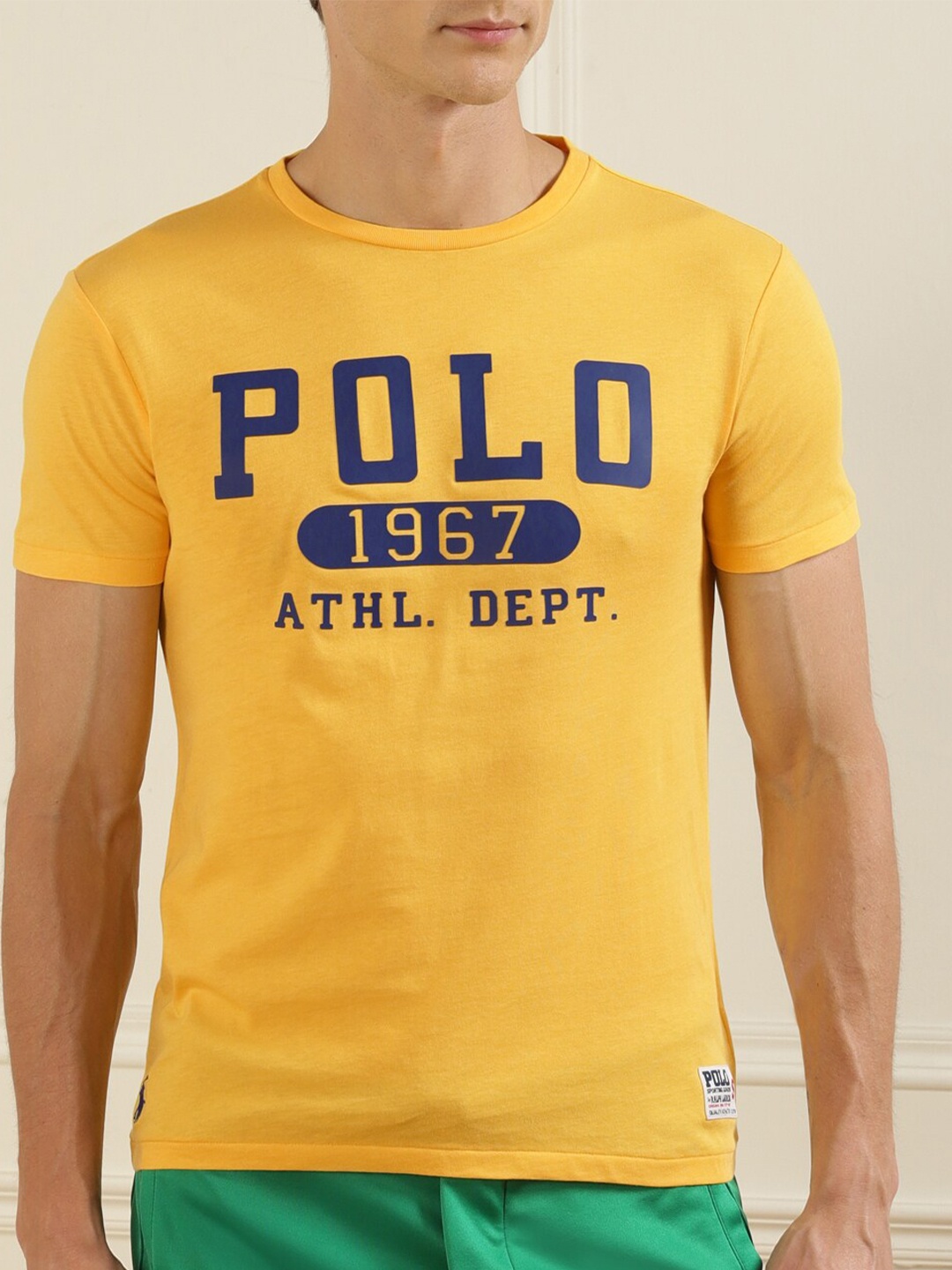 

Polo Ralph Lauren Men Yellow Typography Printed Pure Cotton T-shirt