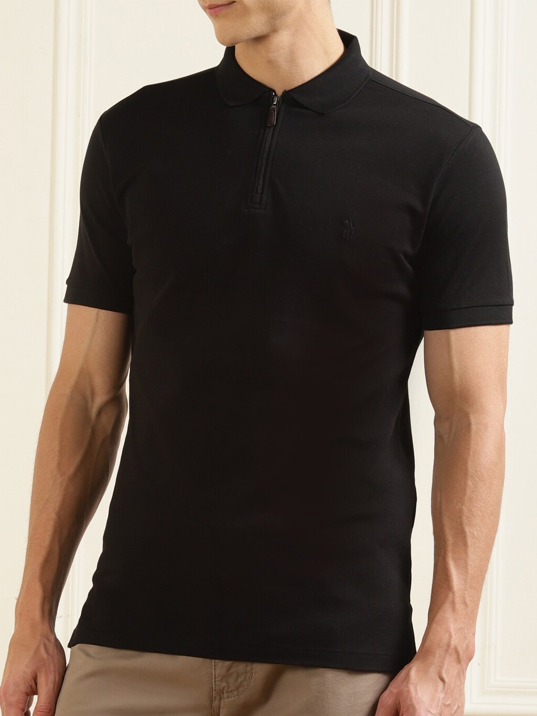 

Polo Ralph Lauren Men Black Polo Collar Cotton T-shirt