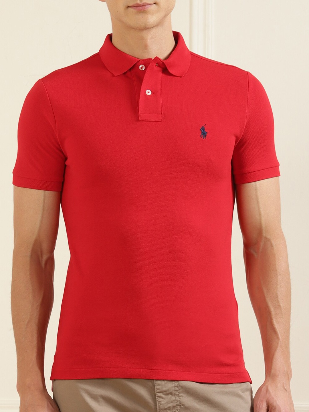 

Polo Ralph Lauren Men Red Polo Collar Pure Cotton T-shirt