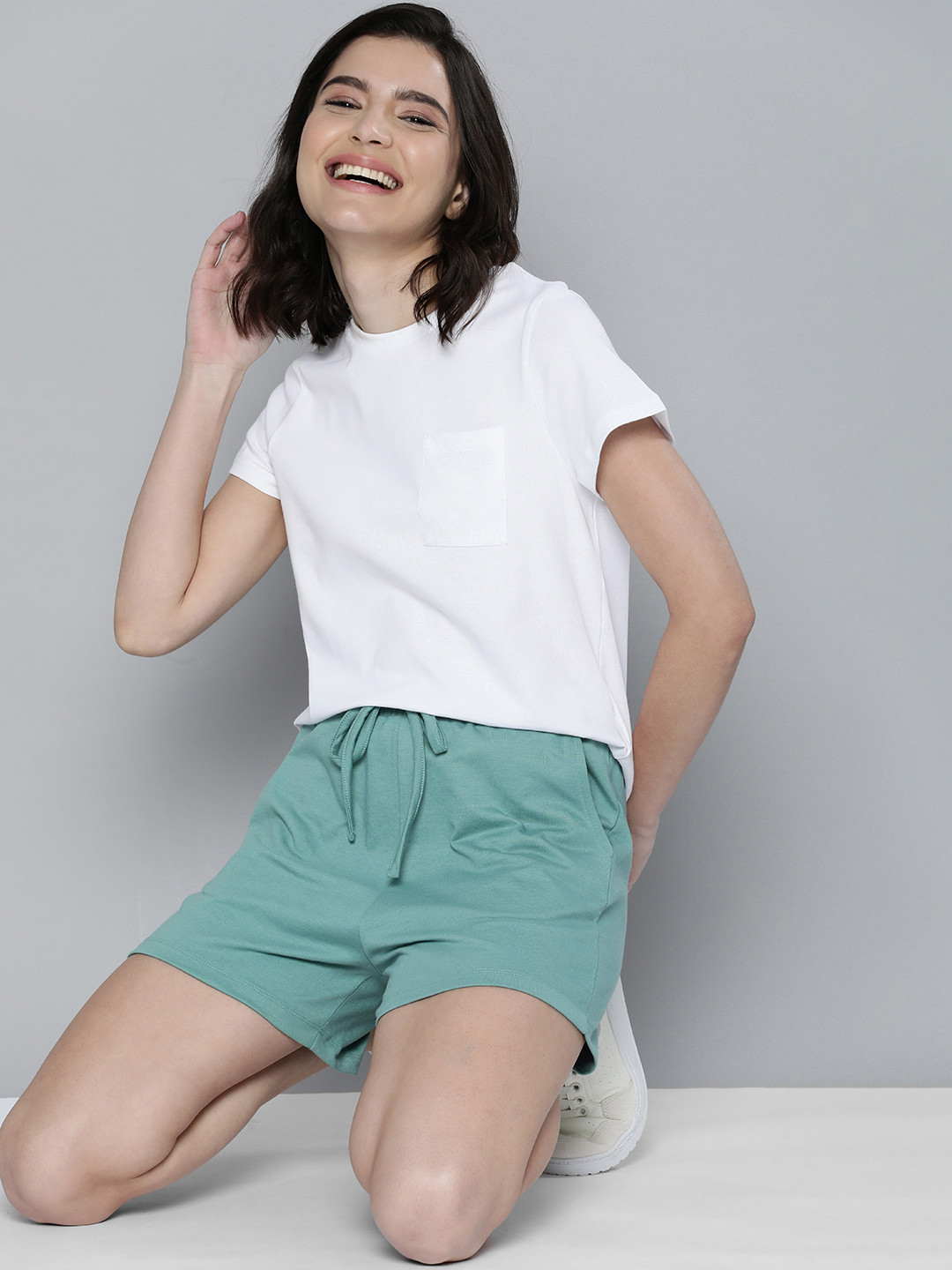 

M&H Easy Women Teal Green Solid Shorts