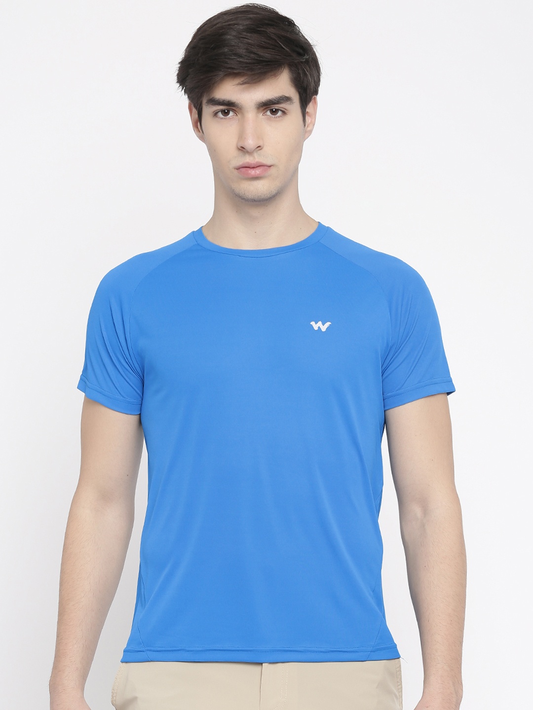 

Wildcraft Men Blue Solid Round Neck Basic Poly Crew T-shirt