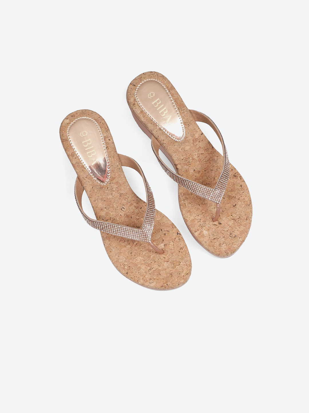 

Biba Rose Gold Embellished Party Wedges