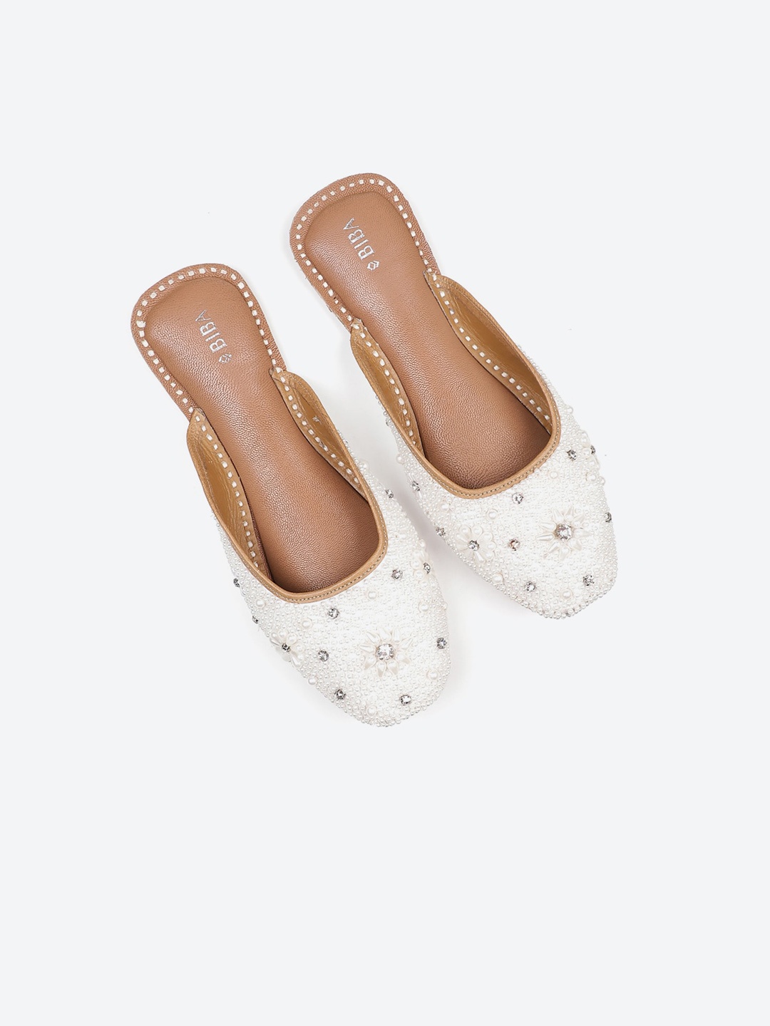 

Biba Women White Embellished Ethnic Mules