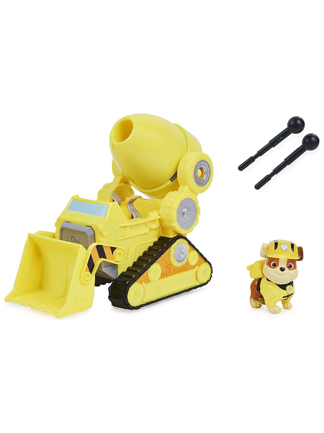 

PAW PATROL Yellow Rubbles Deluxe Movie Transforming Toy Car with Collectible Action Figure