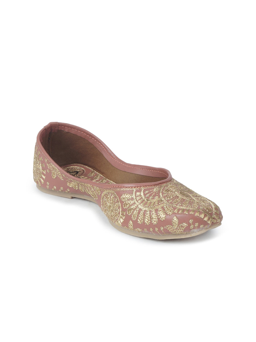 

The Desi Dulhan Women Pink Embellished Ethnic Mojaris Flats