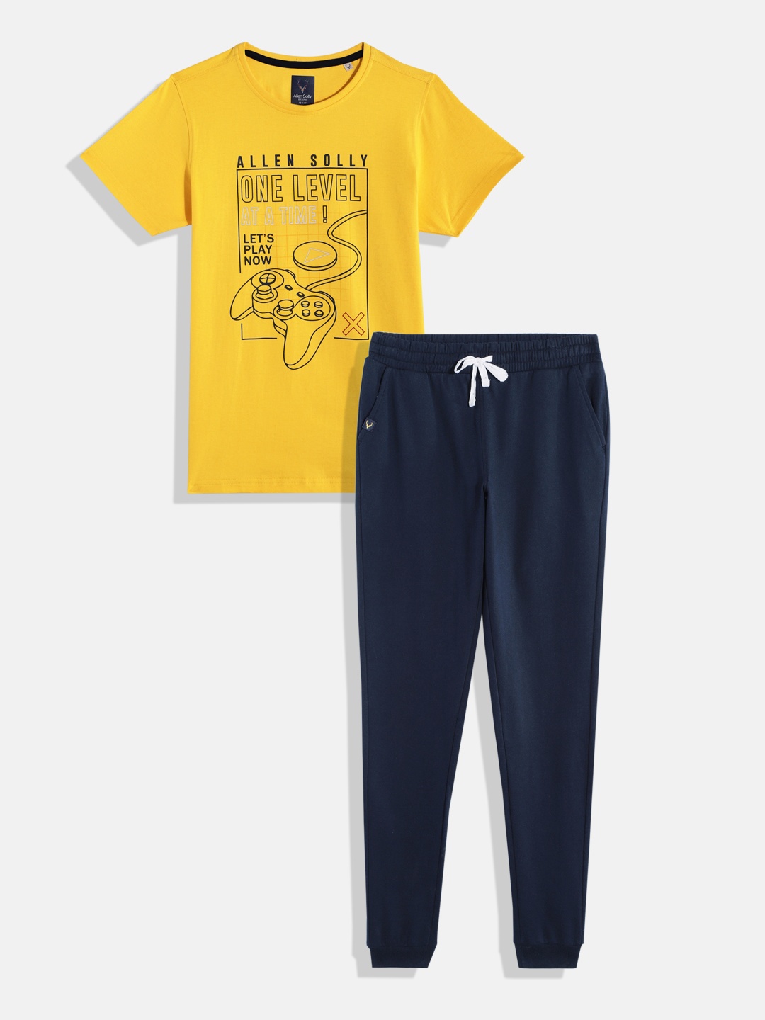 

Allen Solly Junior Boys Printed Pure Cotton T-shirt With Joggers, Yellow