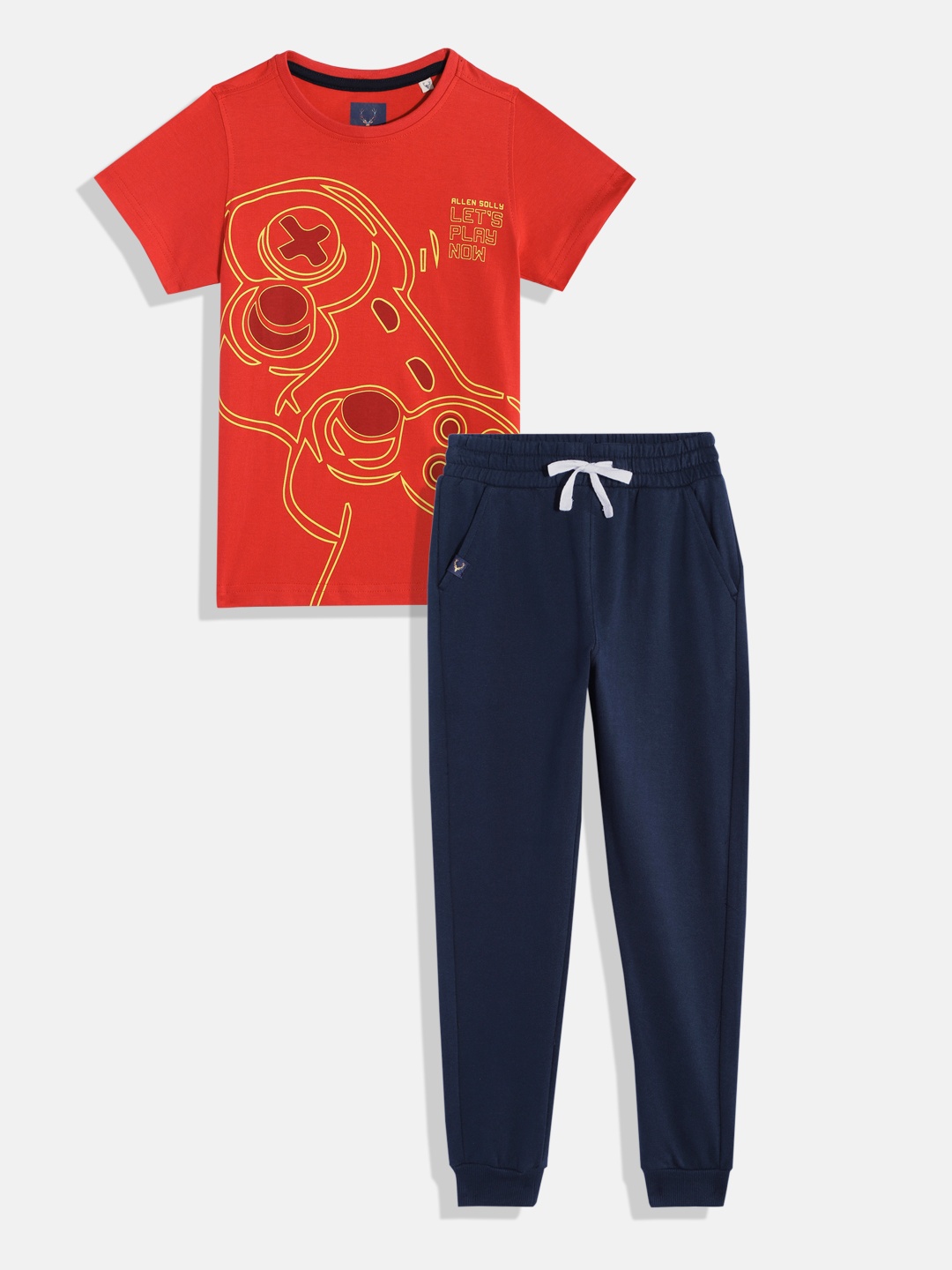 

Allen Solly Junior Boys Printed Pure Cotton T-shirt With Joggers, Red