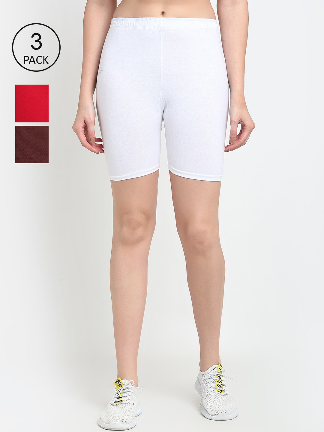 

Jinfo Women Pack of 3 Cycling Shorts, White