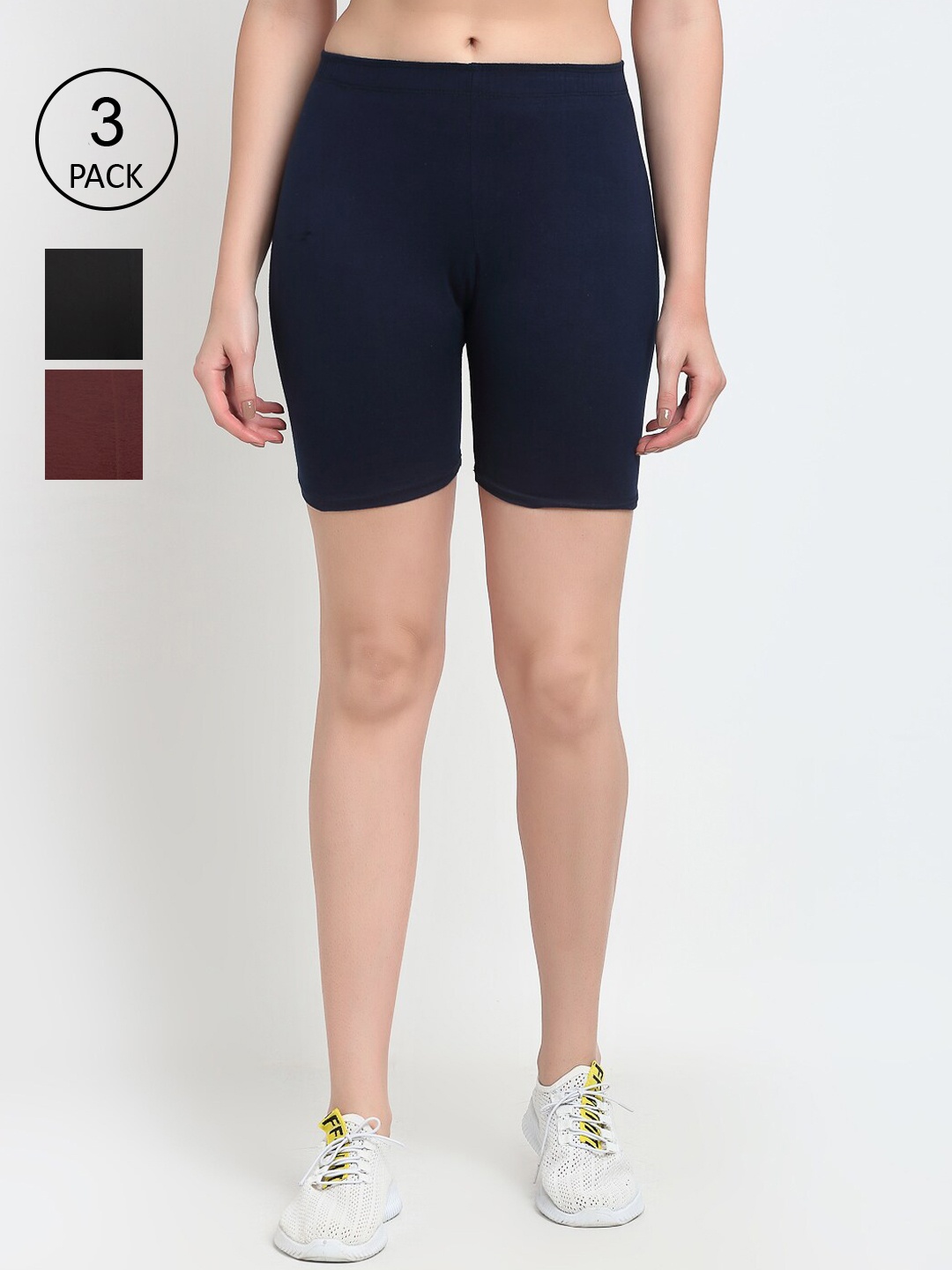 Jinfo Women Pack of 3 Cycling Shorts, Black