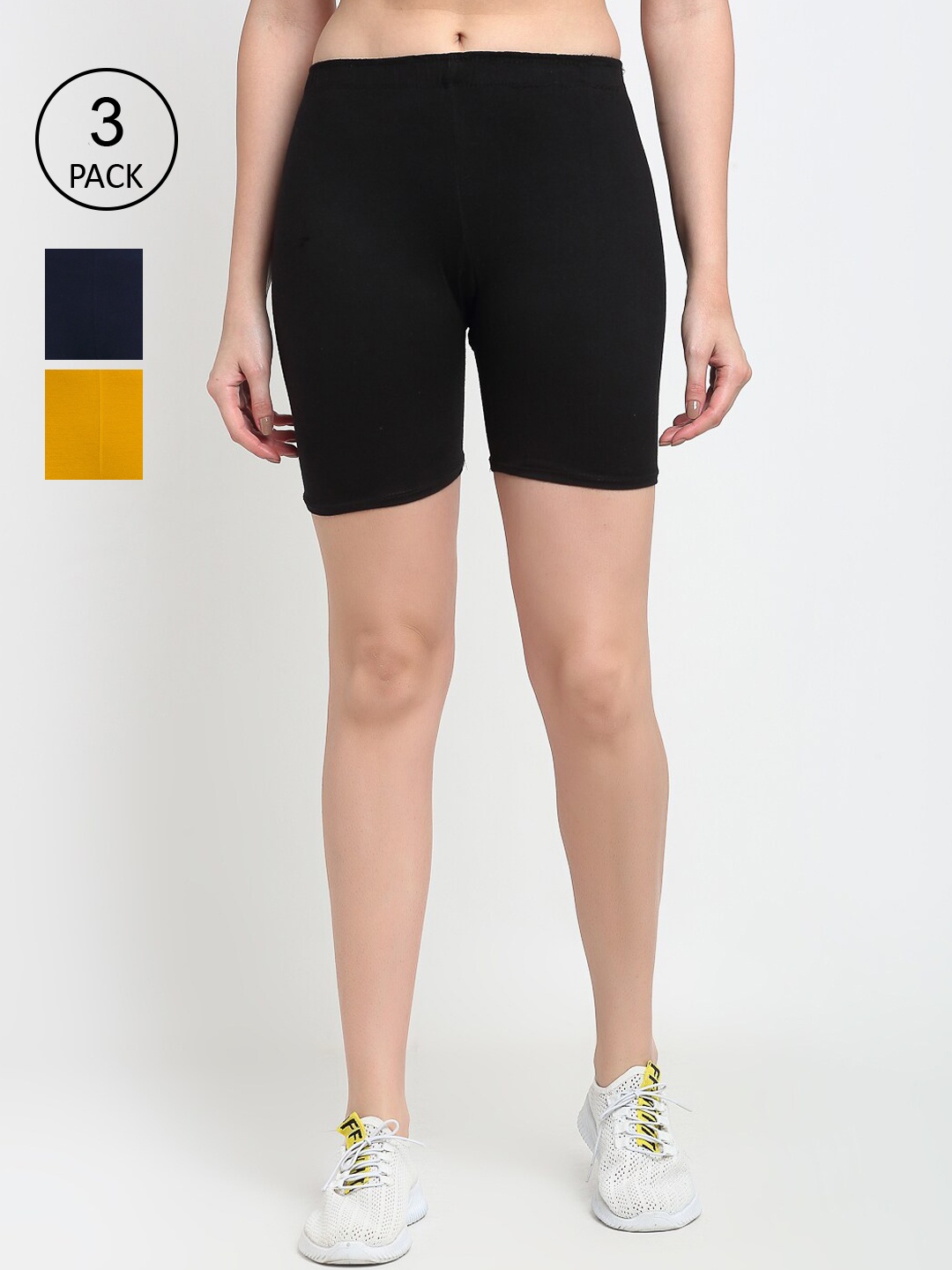 

Jinfo Women Pack of 3 Cycling Shorts, Black