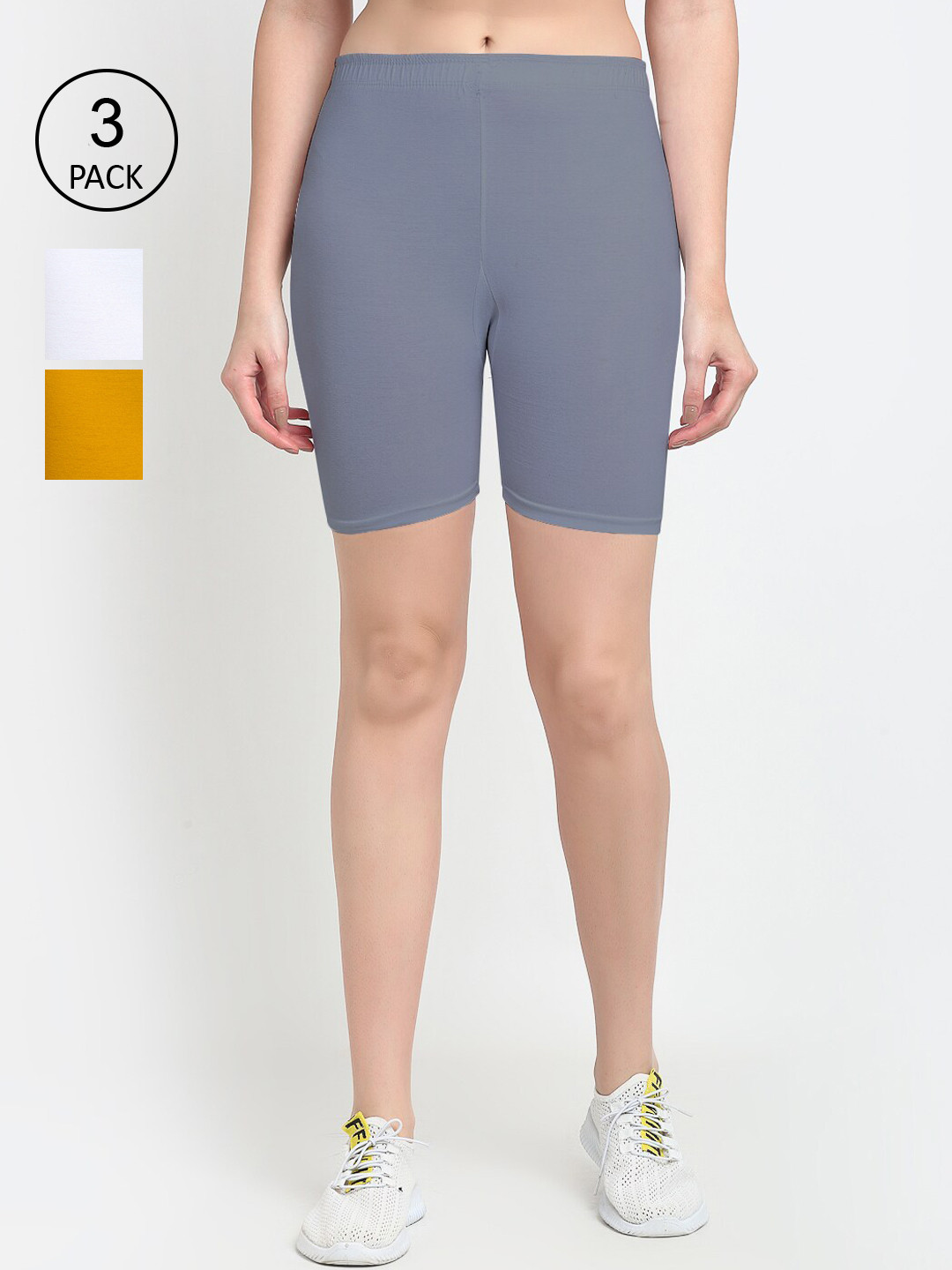 

Jinfo Women Set Of 3 White Cycling Shorts