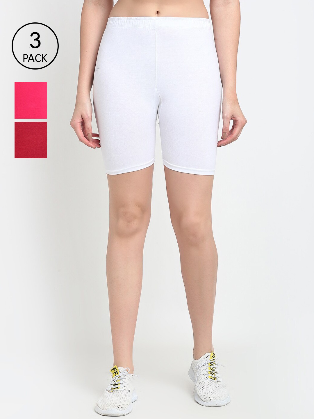 Jinfo Women Set Of 3 White Cycling Sports Shorts