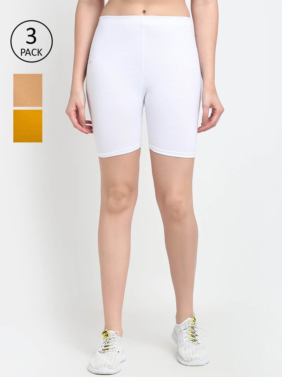 

Jinfo Women Set Of 3 White Cycling Shorts