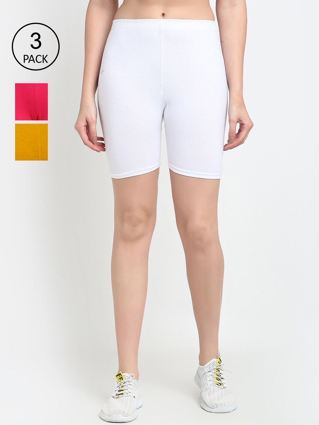 

Jinfo Women Pack Of 3 Cycling Shorts, White