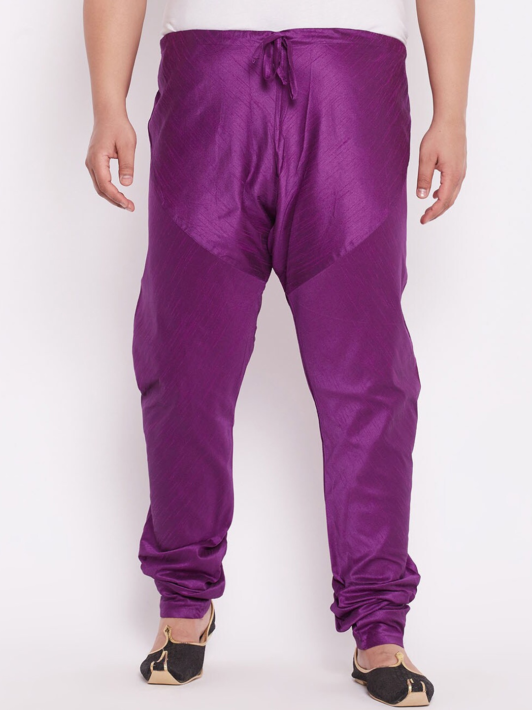 

VASTRAMAY Plus Size Men Purple Solid Slim-Fit Churidar