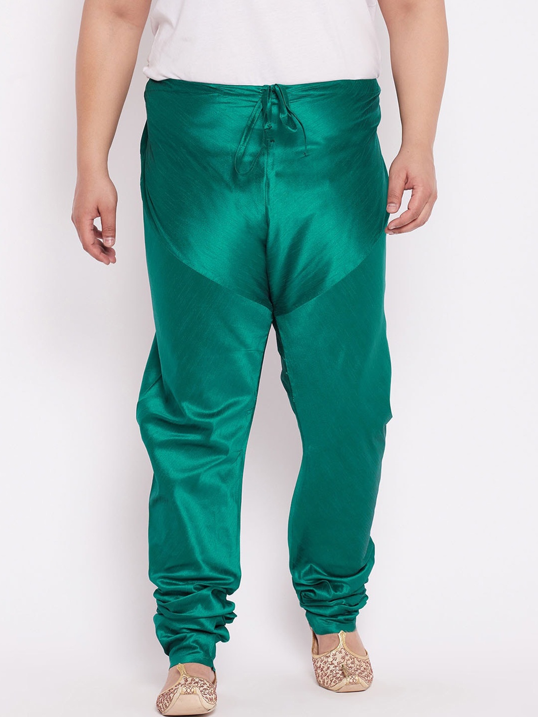 

VASTRAMAY Men Plus Size Green Solid Churidar