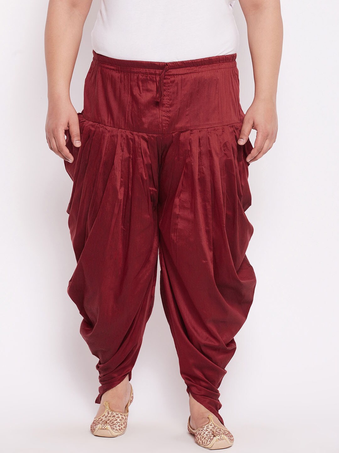 

VASTRAMAY PLUS Men Maroon Solid Dhoti Pants