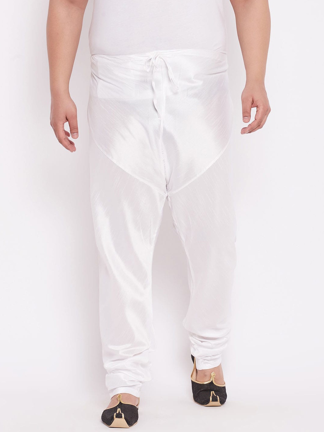 

VASTRAMAY Men Plus Size White Silk Blend Churidar