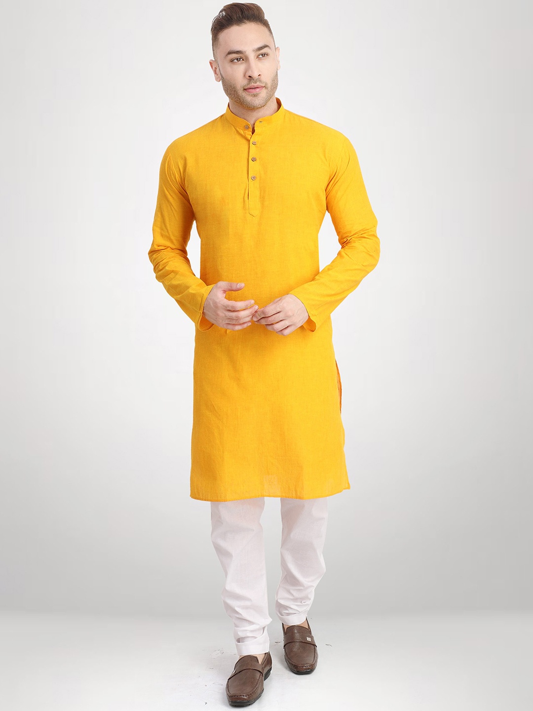 

RG DESIGNERS Men Yellow Kurta with Pyjamas