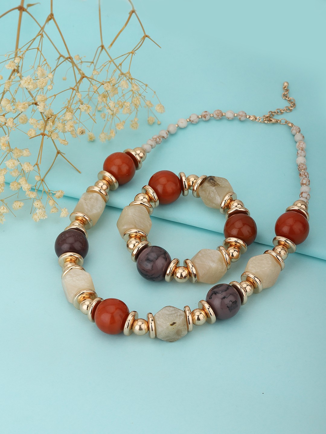

Carlton London Women Gold-Plated White & Red Handcrafted Jewellery Set