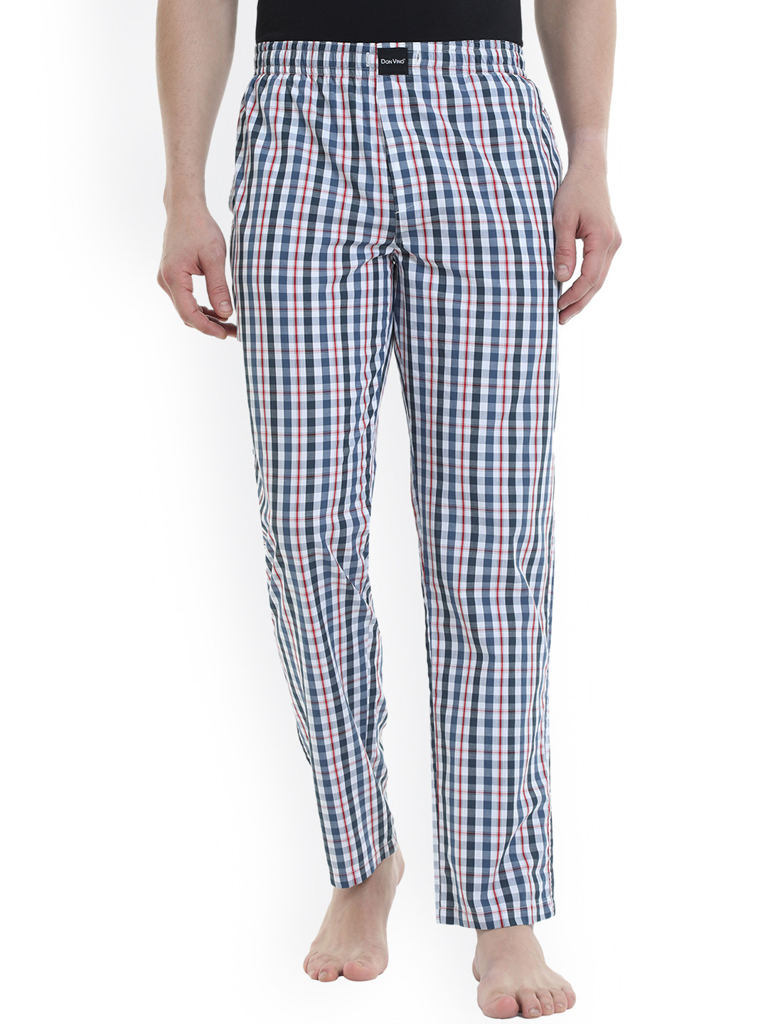 

DON VINO Men Navy Blue & White Checked Pyjamas