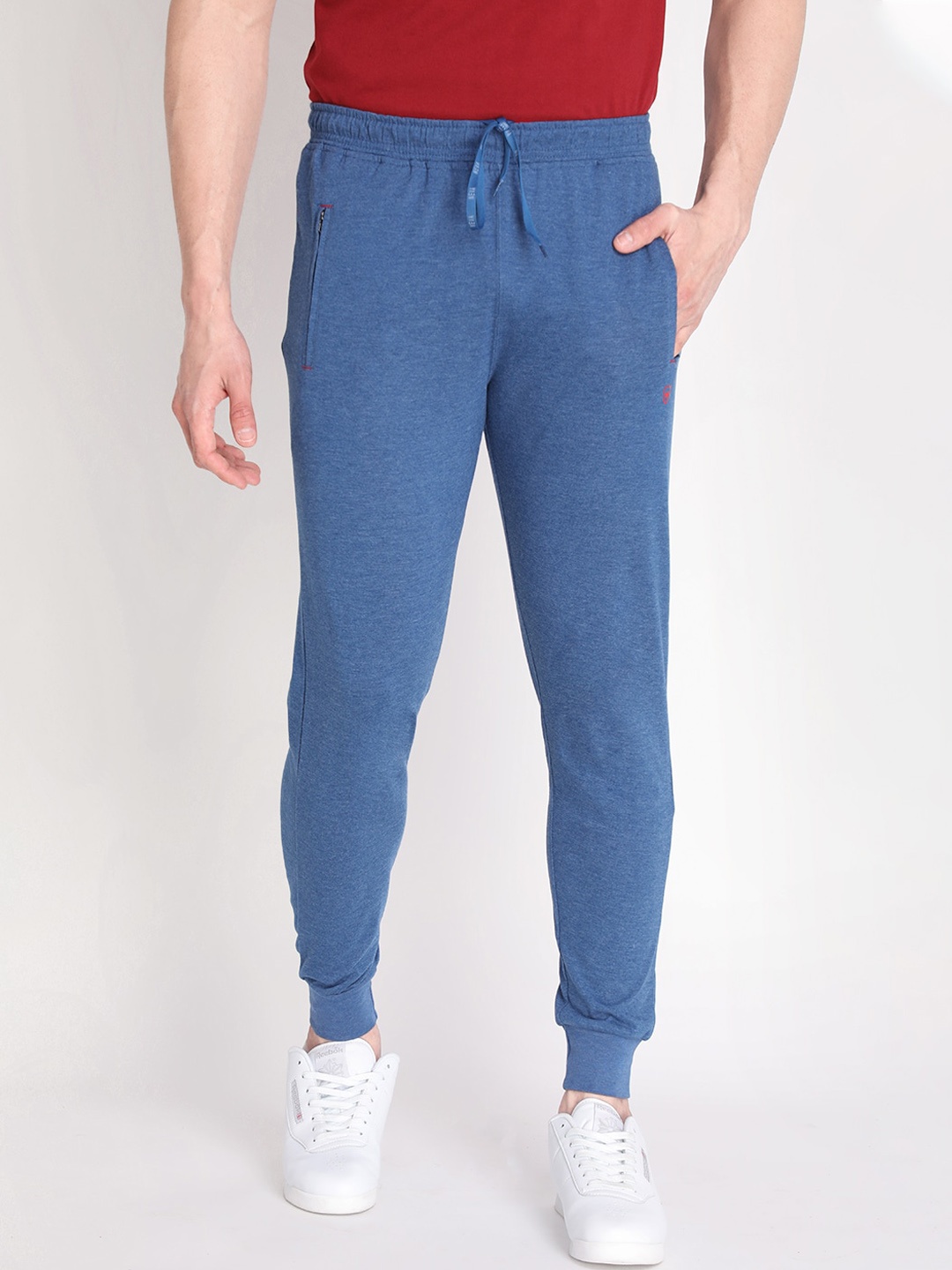 

NEVA Men Denim Blue Solid Cotton Track Pants