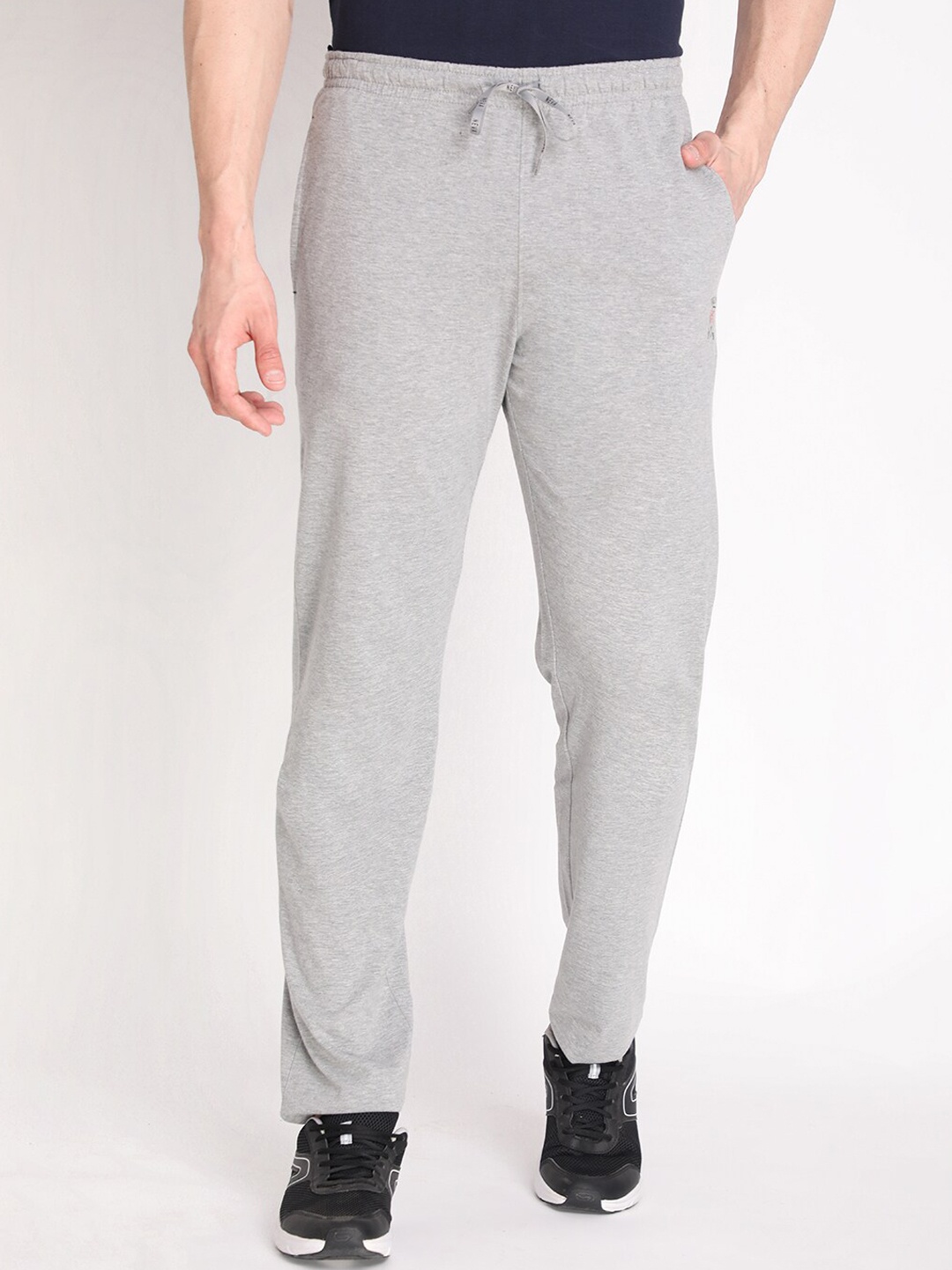 

NEVA Men Grey Melange Solid Cotton Track Pants