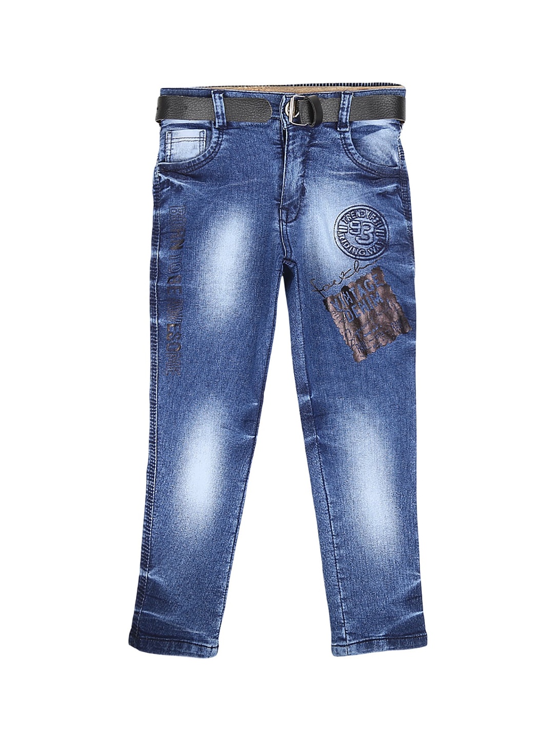 

V-Mart Boys Blue Classic Printed Heavy Fade Jeans