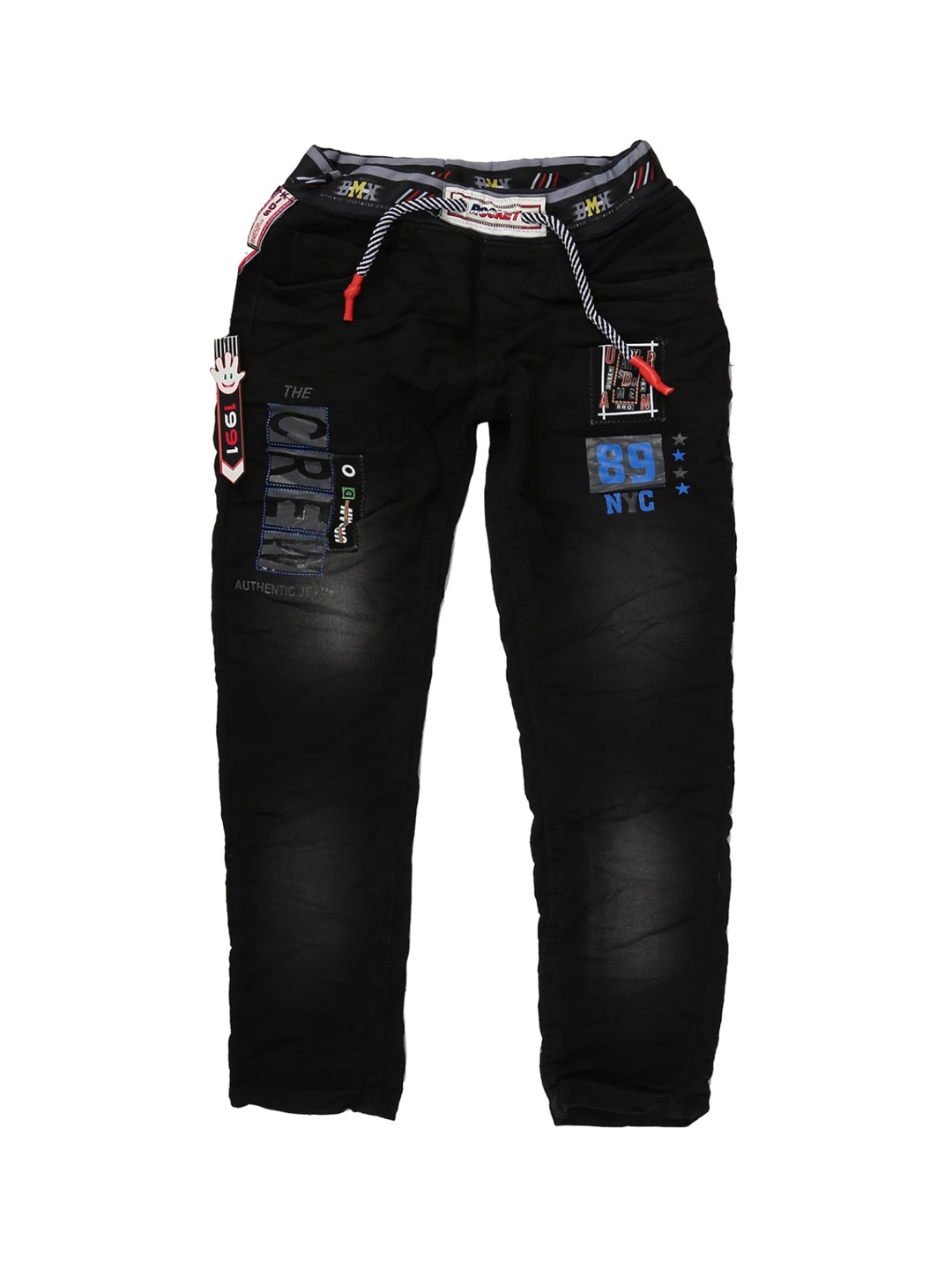 

V-Mart Boys Black Classic Printed Light Fade Cotton Jeans