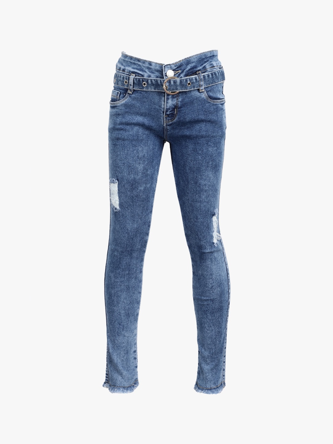 

V-Mart Girls Blue Classic Mildly Distressed Heavy Fade Jeans