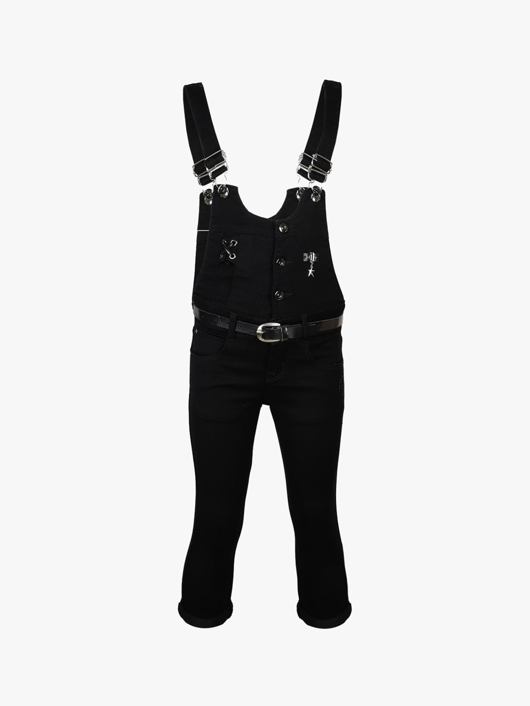 

V-Mart Girls Black Slim Fit Denim Dungaree