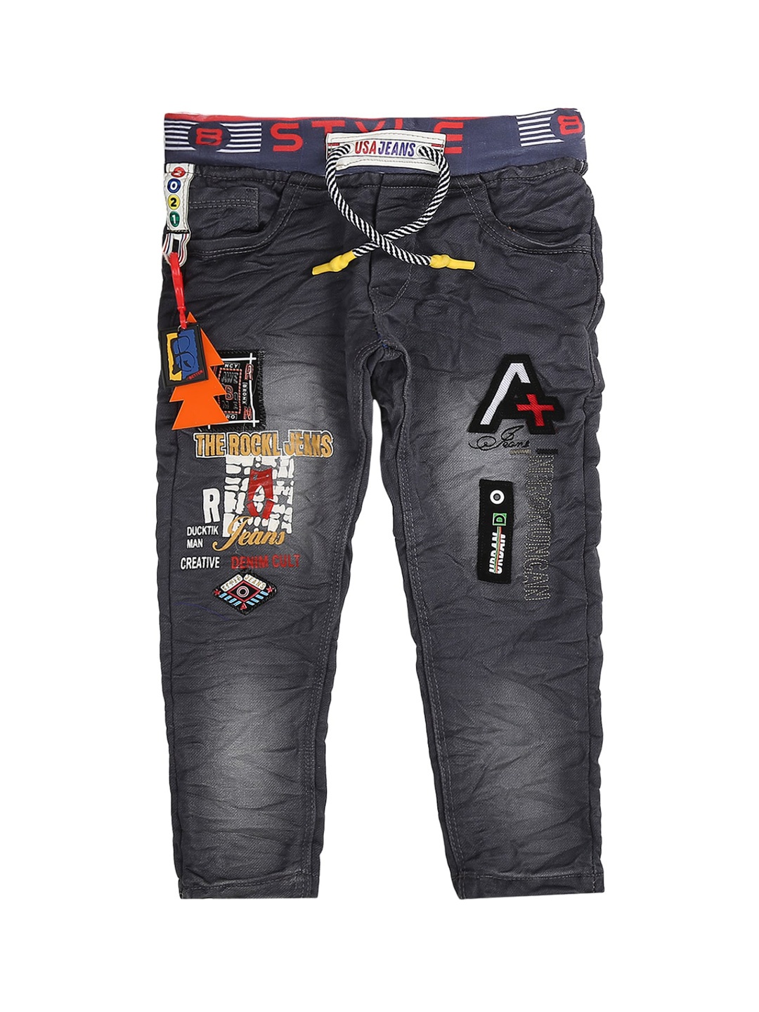 

V-Mart Boys Grey Classic Regular Fit Heavy Fade Jeans
