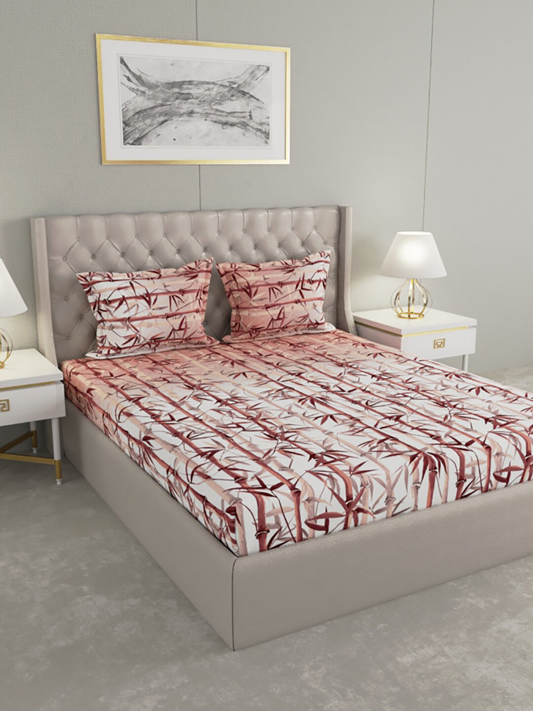 

Raymond Home Maroon & White Floral 200 TC King Bedsheet with 2 Pillow Covers
