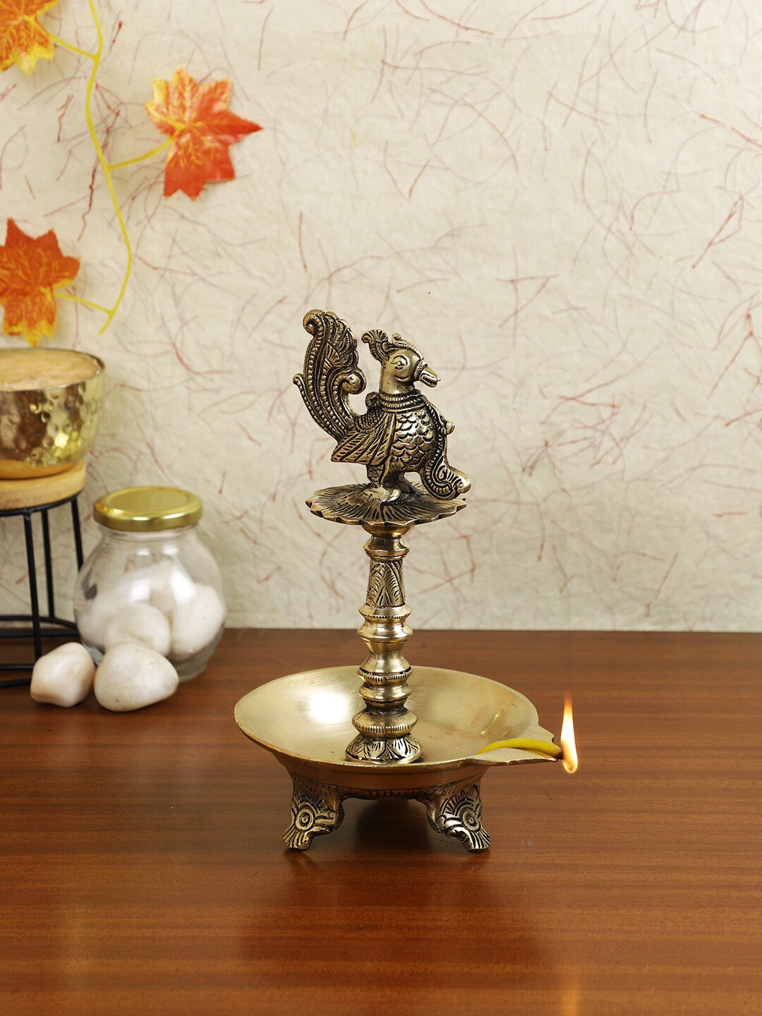 

Imli Street Gold Bird Shaped Brass Diya Lamp