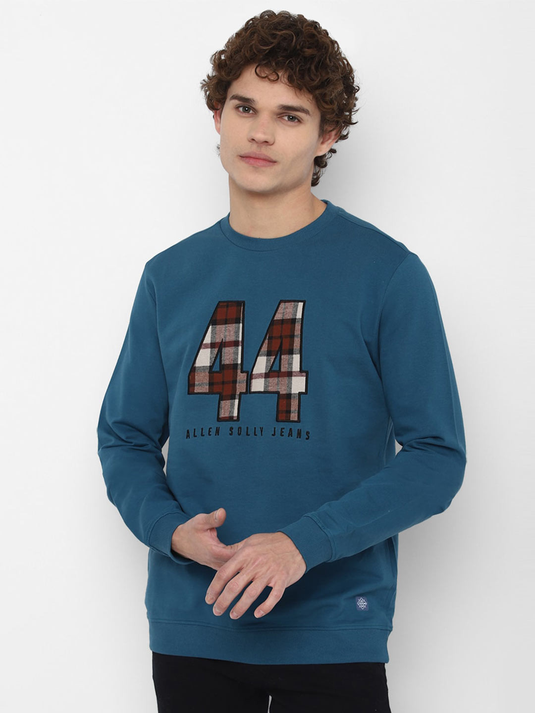 

Allen Solly Men Blue Printed Cotton Sweatshirt