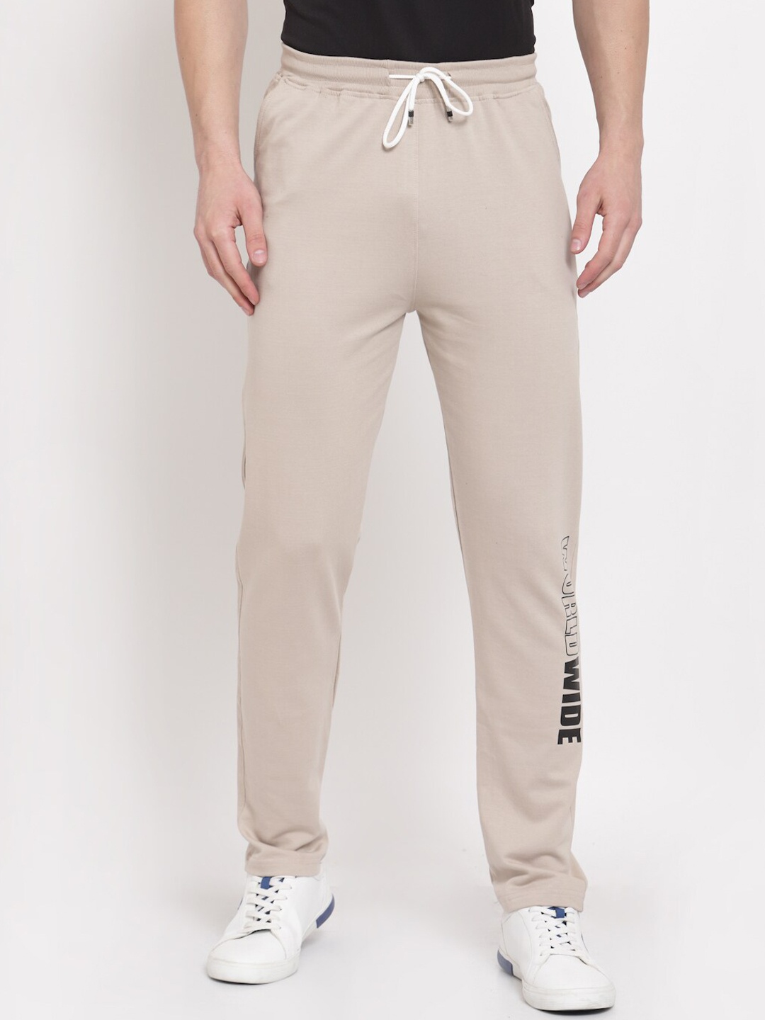 

PAUSE SPORT Men Beige Solid Cotton Track Pants