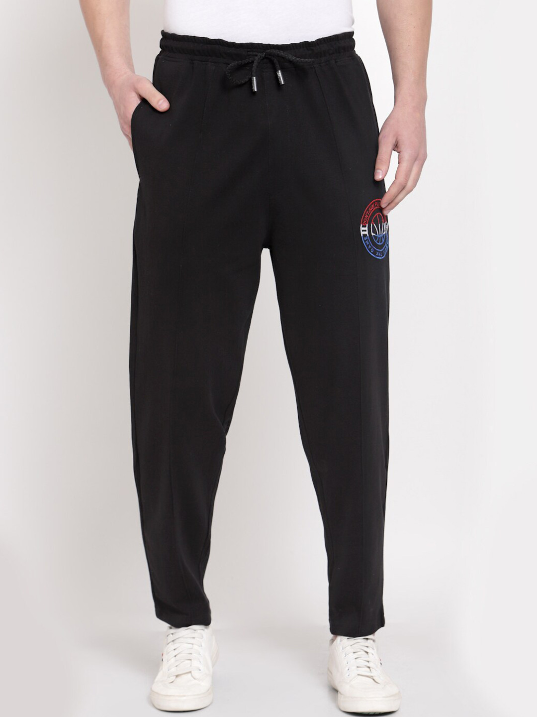 

PAUSE SPORT Men Black Solid Cotton Track Pants