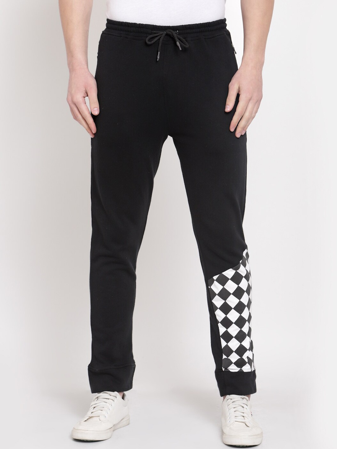 

PAUSE SPORT Men Black Typography Cotton Slim-Fit Joggers