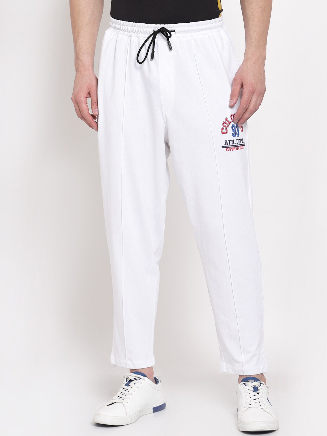 

PAUSE SPORT Men White Solid Cotton Track Pants