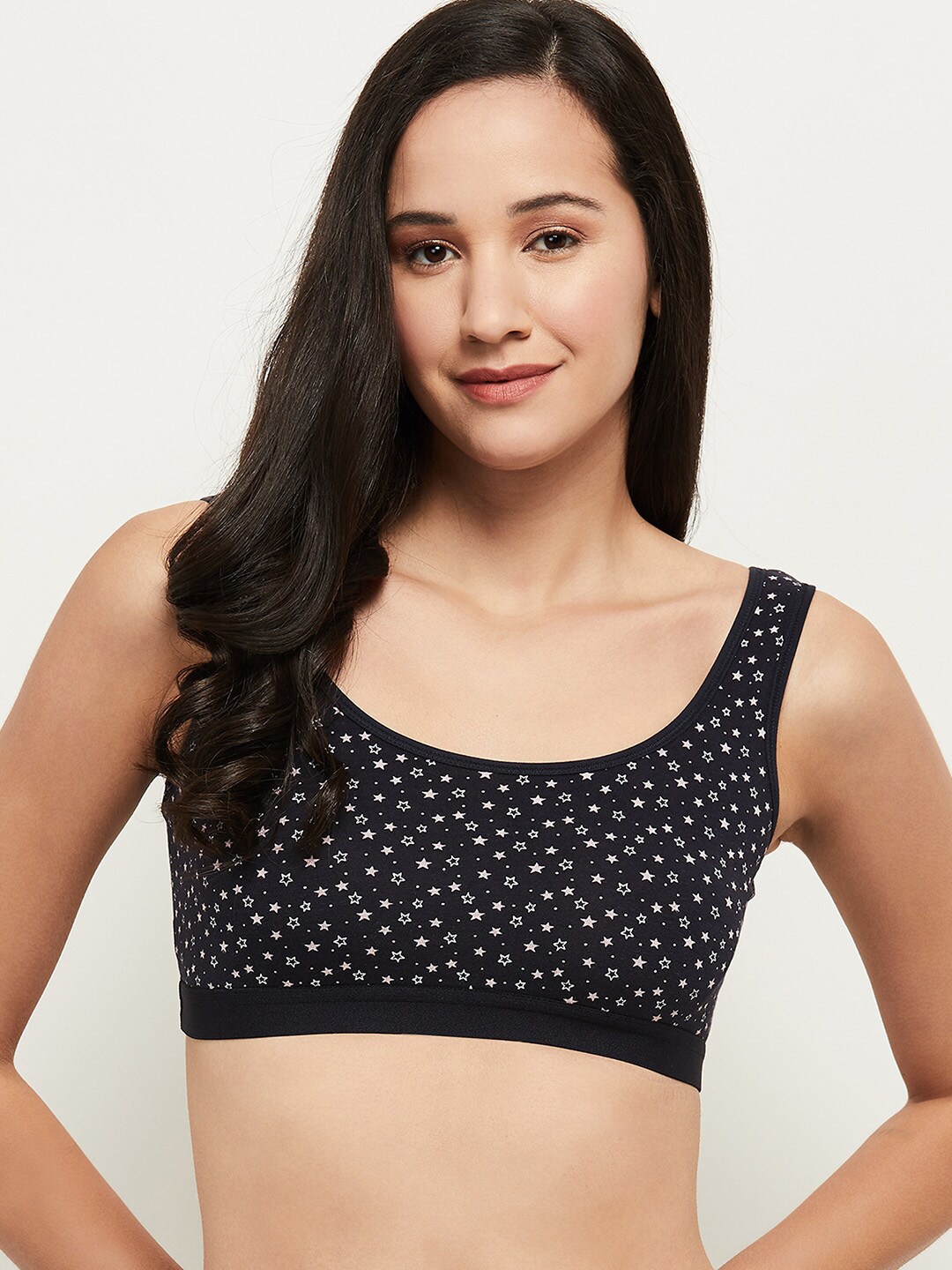 

max Navy Blue & White Printed Lightly Padded Bra