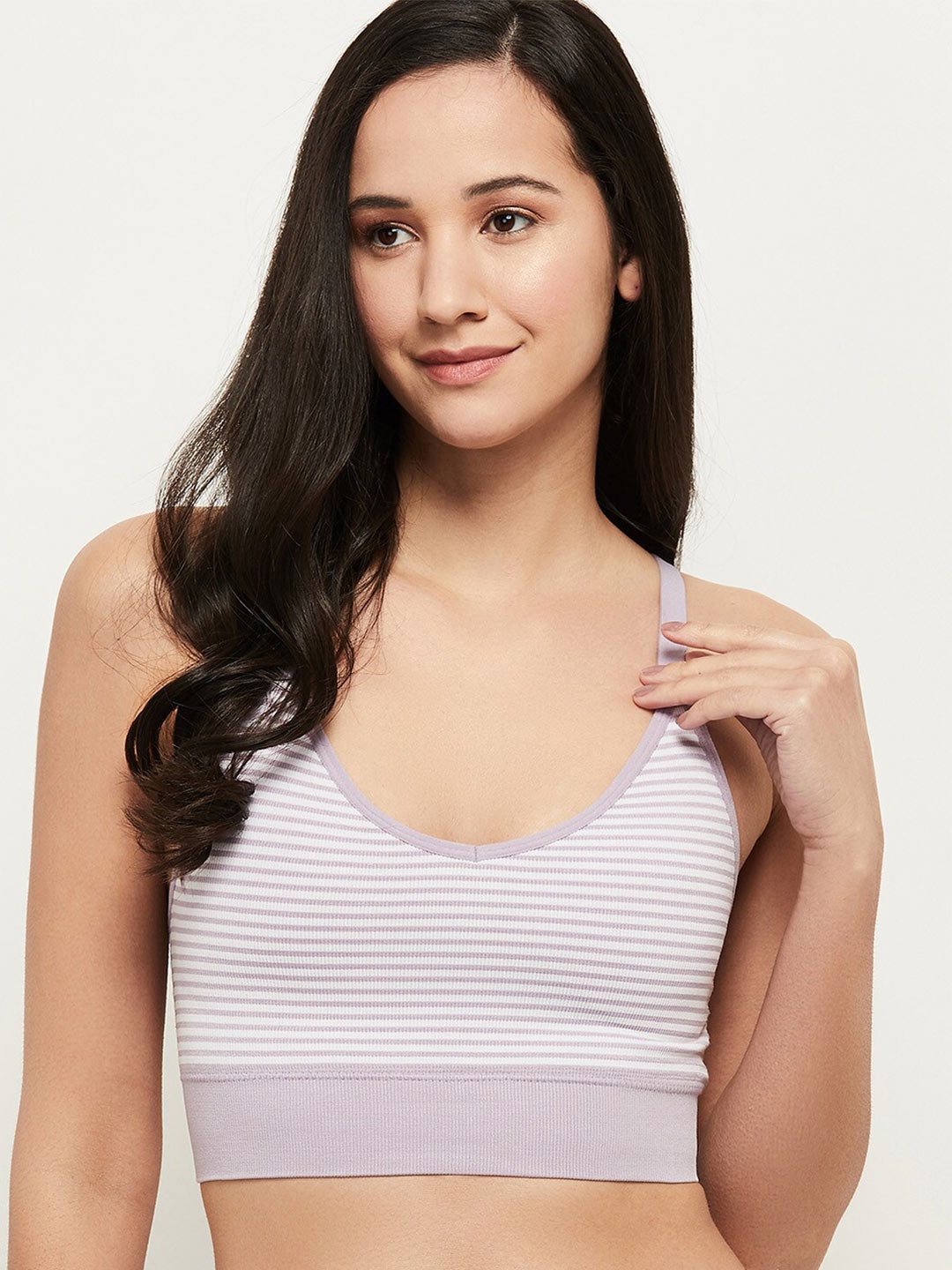 

max Purple & White Striped Lightly Padded Everyday Bra