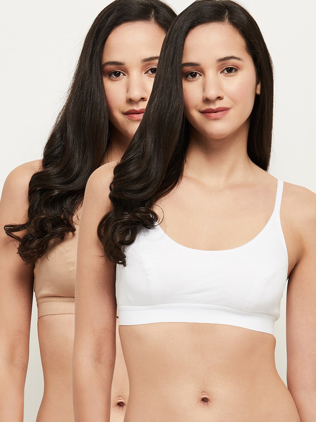 

max Nude-Coloured & White Pack of 2 Bra Lightly Padded PA212PKCROPBRA01SKIN
