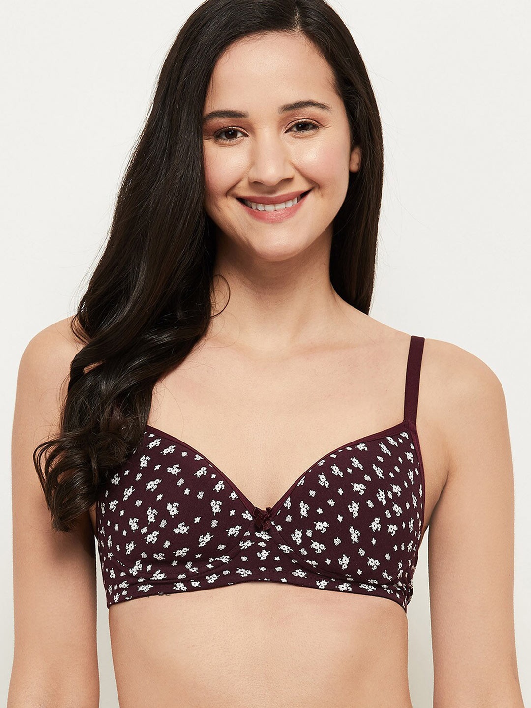 

max Maroon & White Floral Lightly Padded & Non Wired Bra