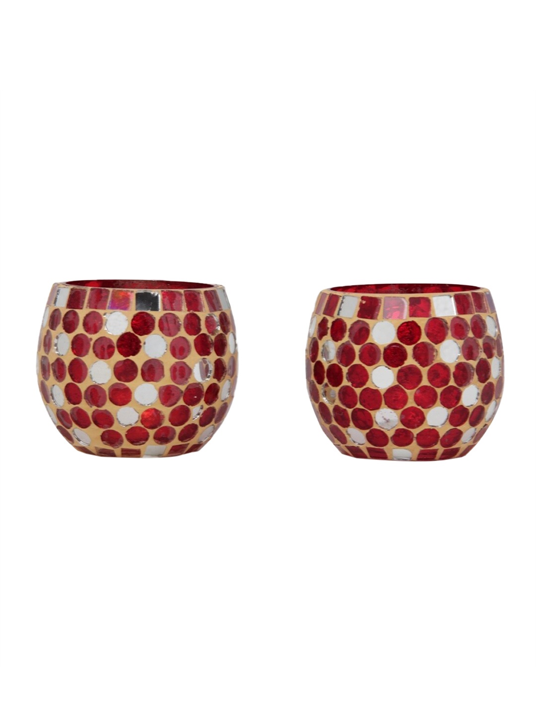 

Home Centre Set of 2 Red Tea Light Votive Candle Holders