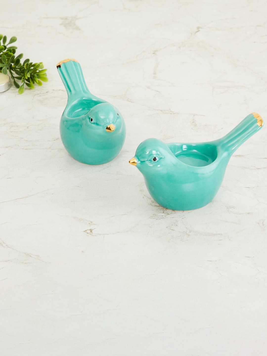 

Home Centre Set of 2 Teal Blue Bird Shaped Tea-Light Holder